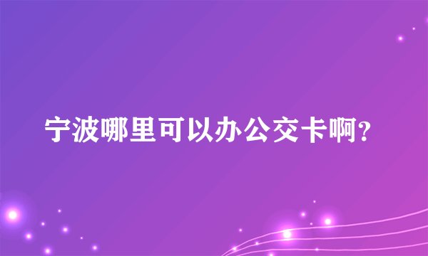 宁波哪里可以办公交卡啊？