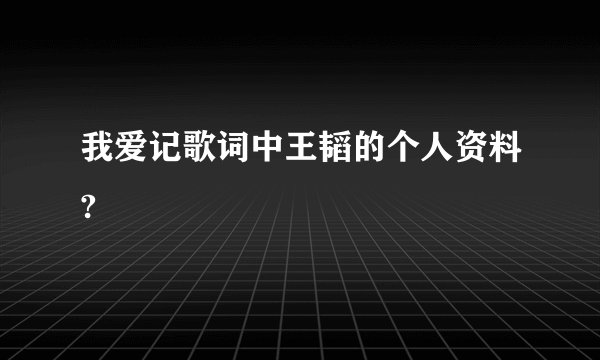 我爱记歌词中王韬的个人资料?
