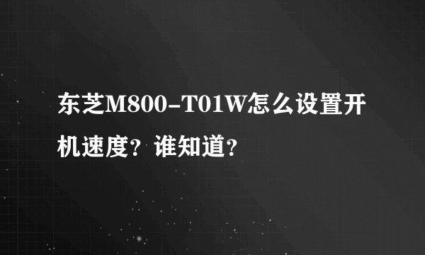 东芝M800-T01W怎么设置开机速度？谁知道？