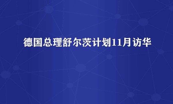 德国总理舒尔茨计划11月访华