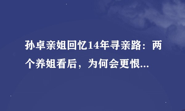 孙卓亲姐回忆14年寻亲路：两个养姐看后，为何会更恨她们的父母？