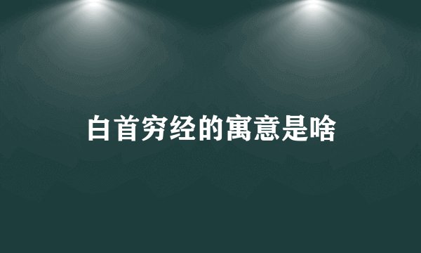 白首穷经的寓意是啥