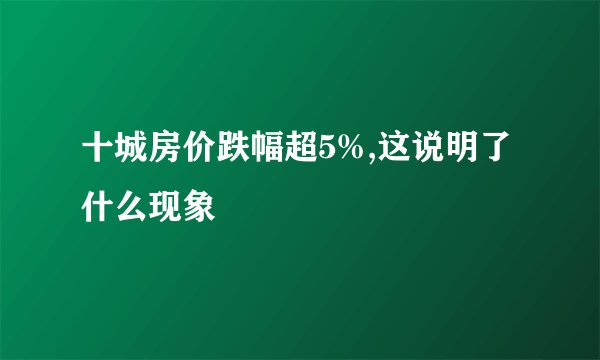 十城房价跌幅超5%,这说明了什么现象