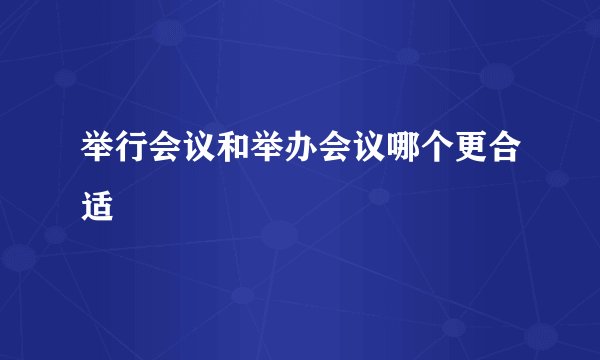 举行会议和举办会议哪个更合适