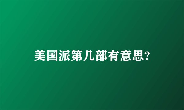 美国派第几部有意思?