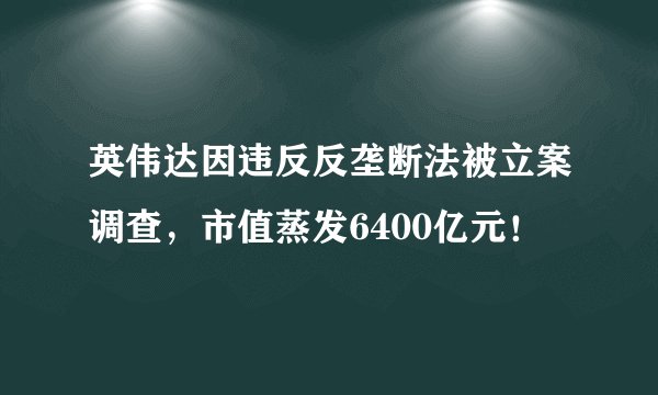 英伟达因违反反垄断法被立案调查，市值蒸发6400亿元！