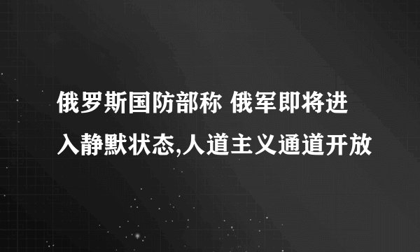 俄罗斯国防部称 俄军即将进入静默状态,人道主义通道开放