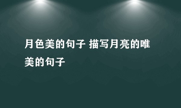 月色美的句子 描写月亮的唯美的句子