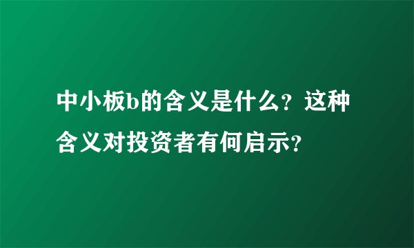 中小板b的含义是什么？这种含义对投资者有何启示？