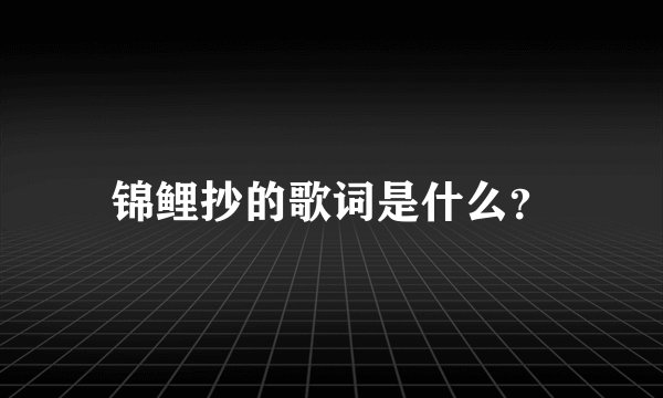 锦鲤抄的歌词是什么？