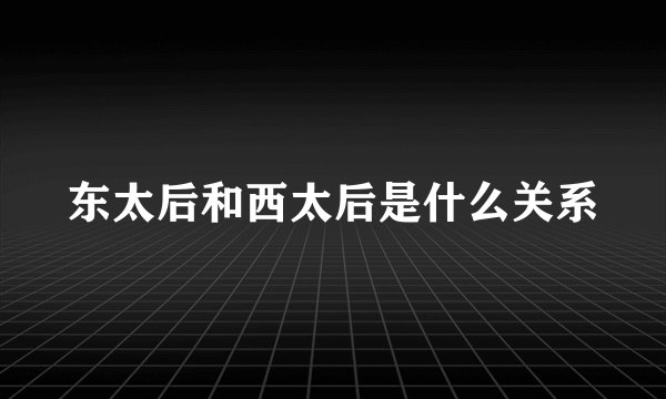 东太后和西太后是什么关系