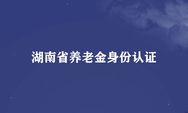 湖南省养老金身份认证