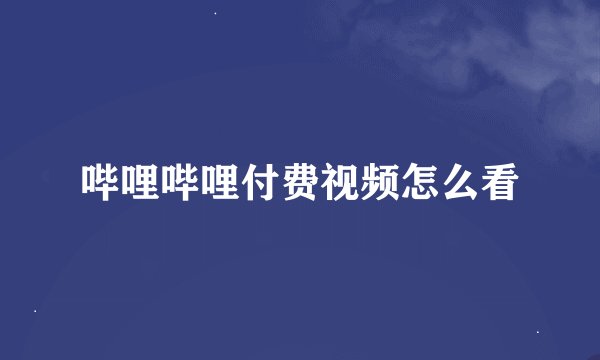 哔哩哔哩付费视频怎么看