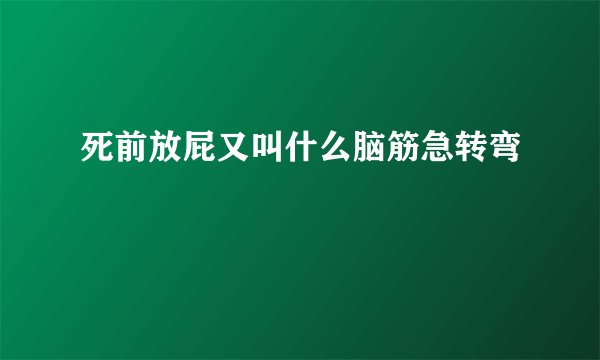 死前放屁又叫什么脑筋急转弯