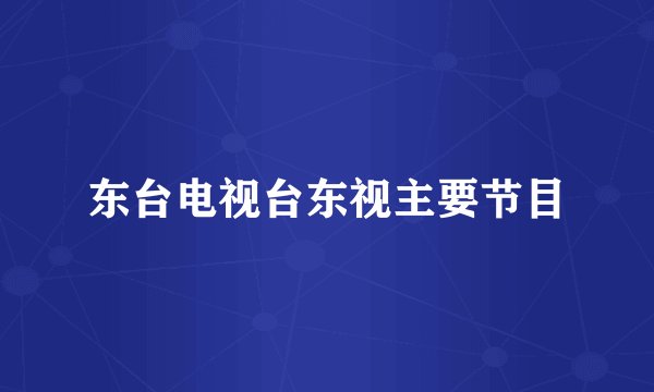 东台电视台东视主要节目