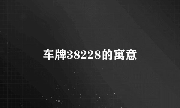 车牌38228的寓意