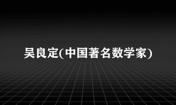 吴良定(中国著名数学家)