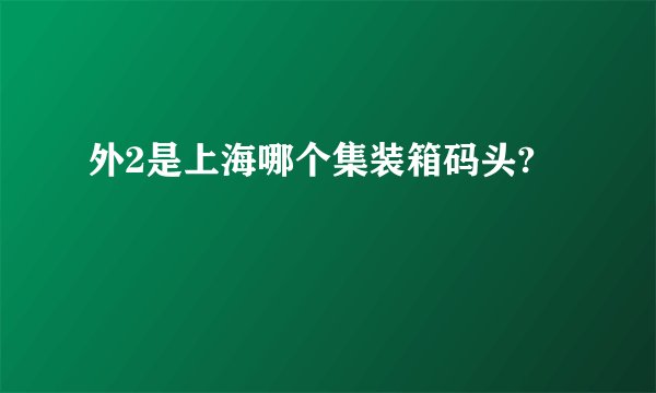 外2是上海哪个集装箱码头?
