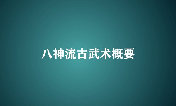 八神流古武术概要