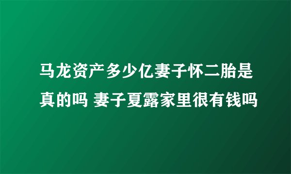 马龙资产多少亿妻子怀二胎是真的吗 妻子夏露家里很有钱吗