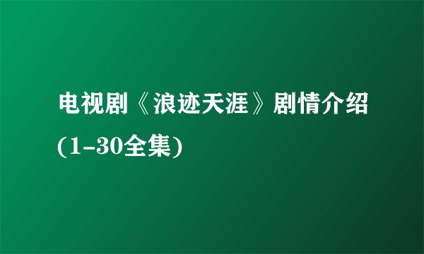 电视剧《浪迹天涯》剧情介绍(1-30全集)
