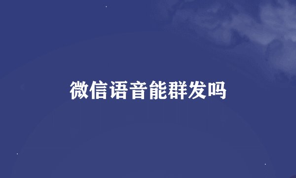 微信语音能群发吗