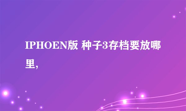 IPHOEN版 种子3存档要放哪里,