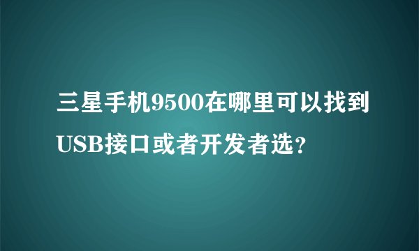 三星手机9500在哪里可以找到USB接口或者开发者选？