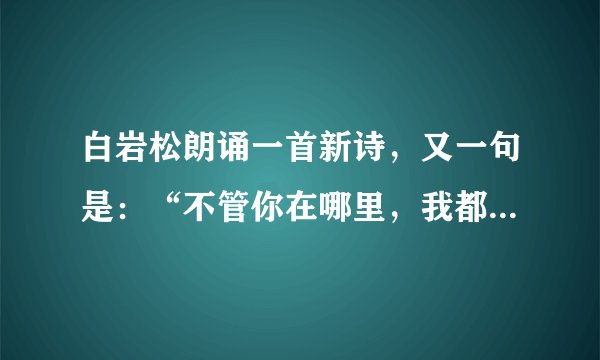 白岩松朗诵一首新诗，又一句是：“不管你在哪里，我都要找到你”全诗是什么？