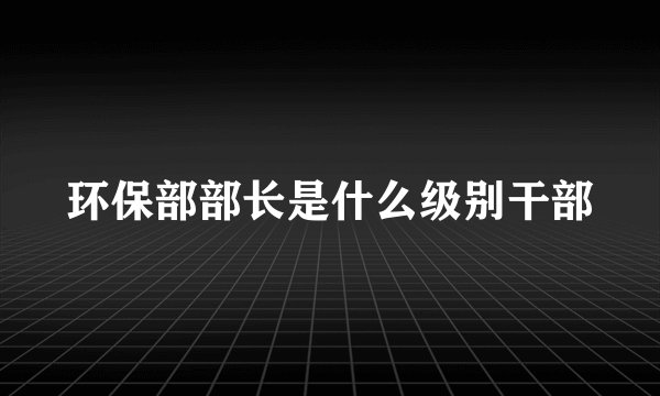 环保部部长是什么级别干部