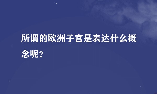 所谓的欧洲子宫是表达什么概念呢？