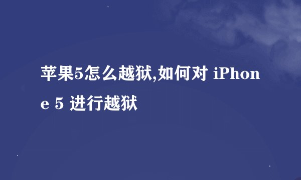 苹果5怎么越狱,如何对 iPhone 5 进行越狱