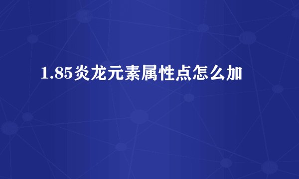 1.85炎龙元素属性点怎么加