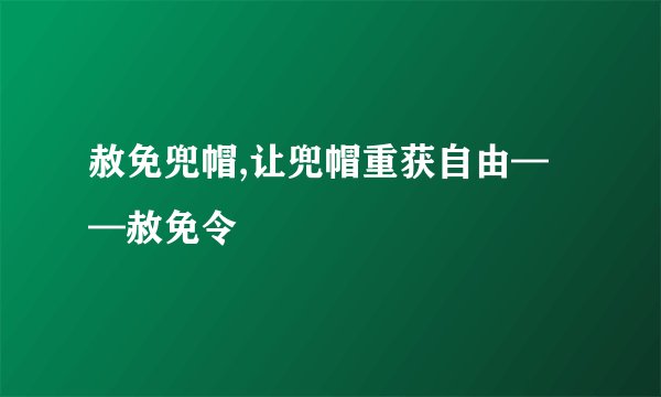 赦免兜帽,让兜帽重获自由——赦免令