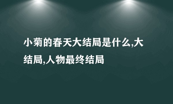 小菊的春天大结局是什么,大结局,人物最终结局