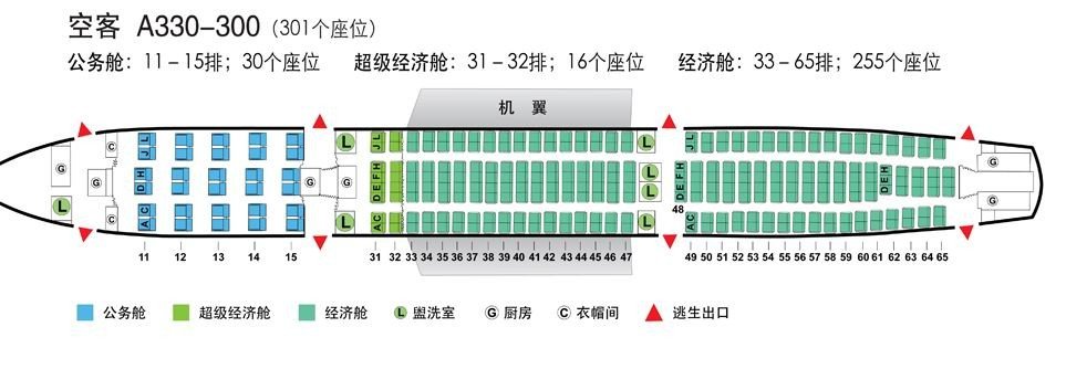 空客330有几排座位？