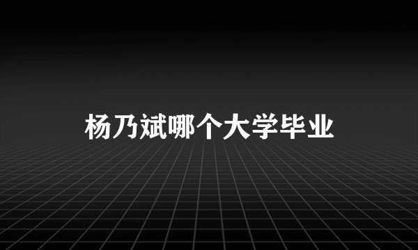 杨乃斌哪个大学毕业