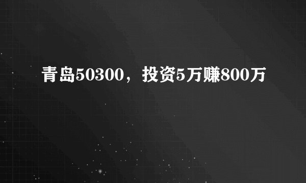 青岛50300，投资5万赚800万