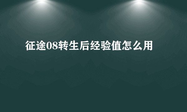 征途08转生后经验值怎么用