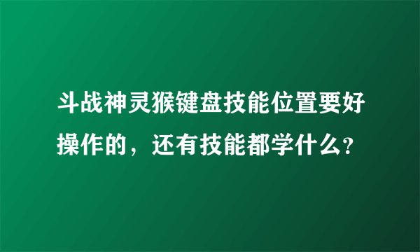 斗战神灵猴键盘技能位置要好操作的，还有技能都学什么？