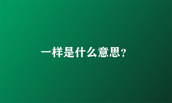一样是什么意思？