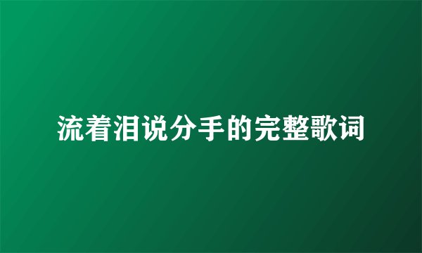 流着泪说分手的完整歌词