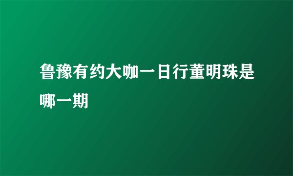 鲁豫有约大咖一日行董明珠是哪一期