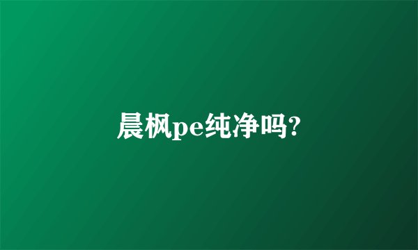 晨枫pe纯净吗?