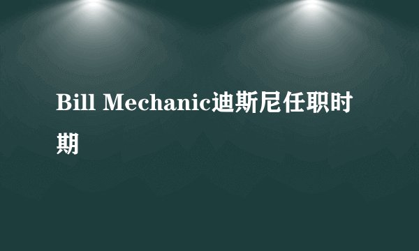 Bill Mechanic迪斯尼任职时期