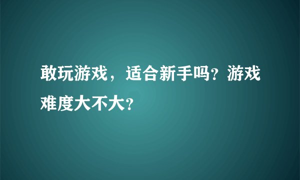 敢玩游戏，适合新手吗？游戏难度大不大？