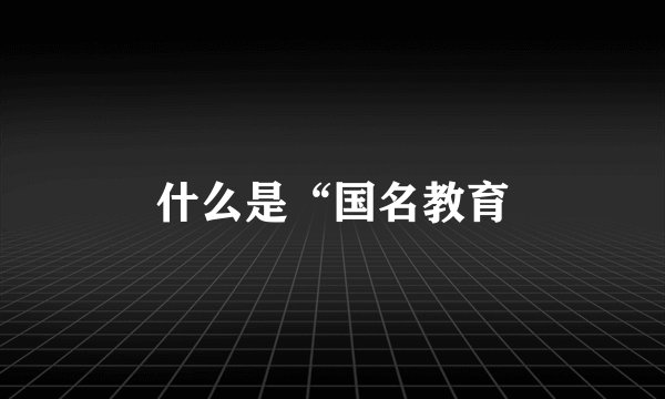 什么是“国名教育