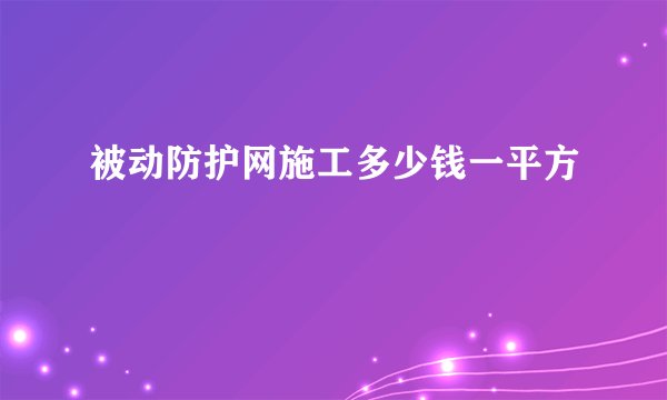 被动防护网施工多少钱一平方