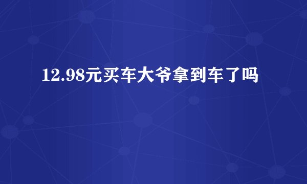 12.98元买车大爷拿到车了吗
