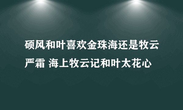 硕风和叶喜欢金珠海还是牧云严霜 海上牧云记和叶太花心